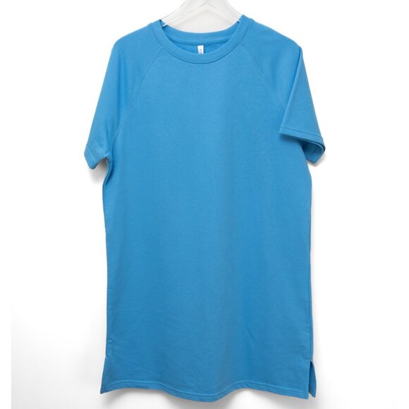 Fabletics Terry Mini Dress Short Sleeve Casual Athleisure Blue Size Large New - Picture 2 of 8